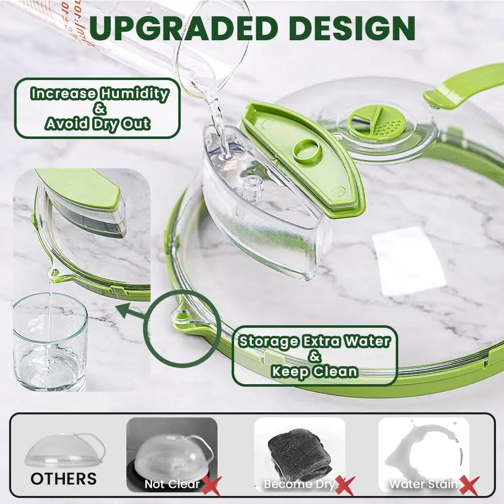 Microwave Cover for Food, Clear Splatter with Water Steamer and Handle
