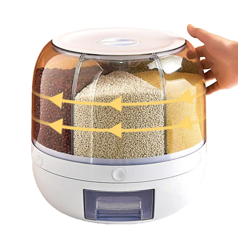 Rice Dispenser Sealed Bucket - 6KG Rotatable 360 Degree