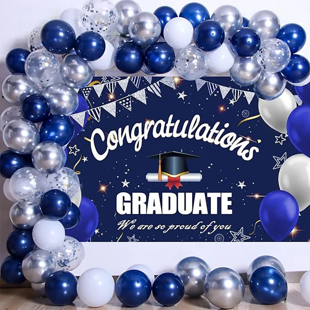 Navy Blue Balloons Garland White Sliver Confetti Latex Ballon Arch Kit Wedding Anniversary Birthday Party Baby Shower Decoration