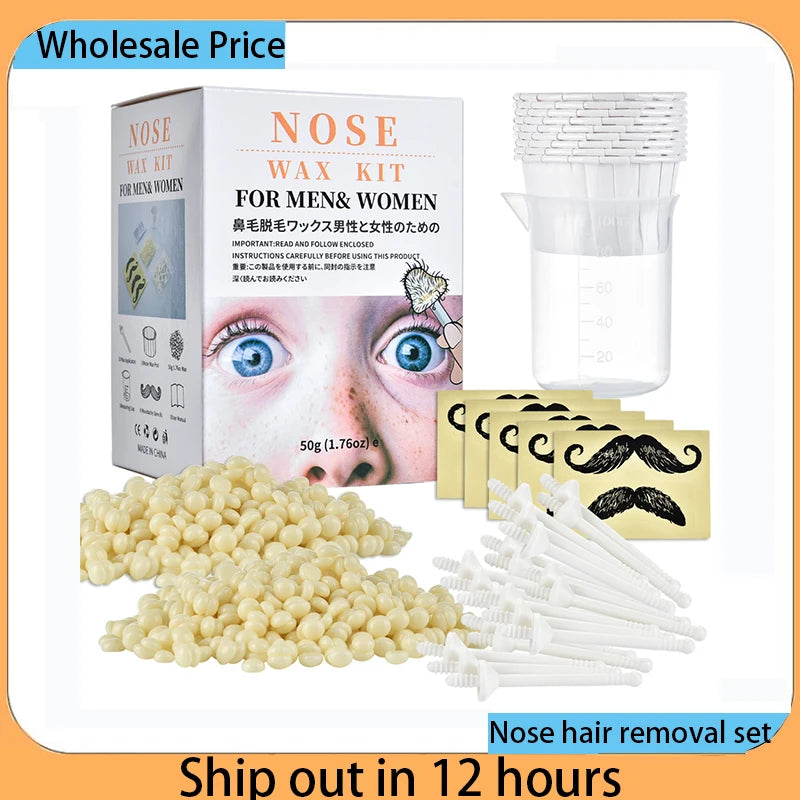 Portable Nose Wax Kit for Man and Women Painless Paper-Free Nose Hair Removal Cleaning Waxing Beans Depilation Kit Nose Clipper