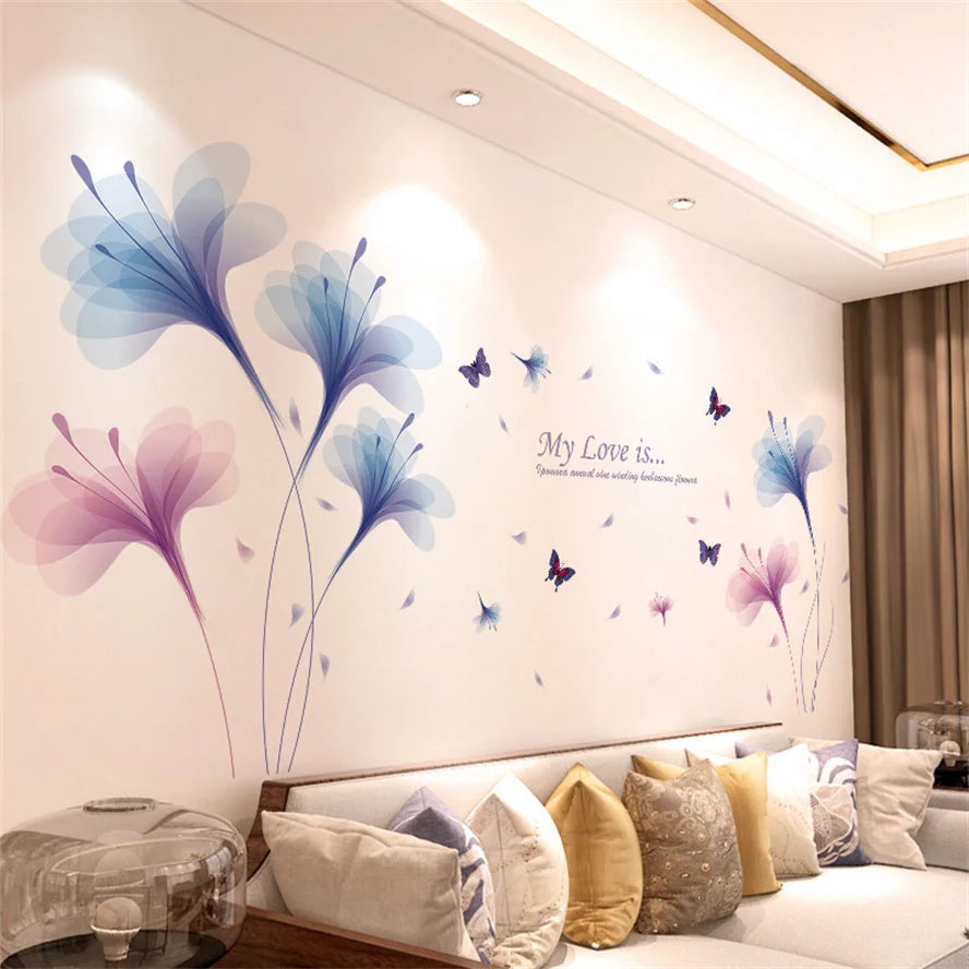 Living Room Flower Background Wall Stickers Bedroom Room Wall Decoration Stickers Wallpaper Self-adhesive Stickers Home Decor