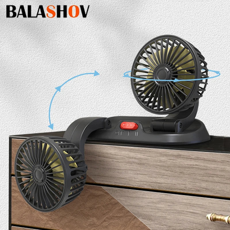 Car Electric Cooling Fan - 360° Adjustable Dual Head Air Fan