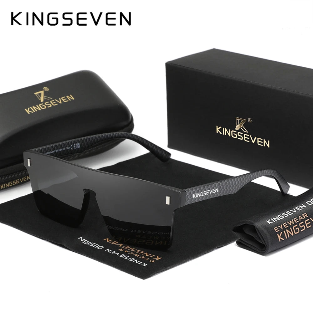 KINGSEVEN Fashion Rimless Sunglasses Women Men UV400 Square Luxury Glasses Trendy One-piece Polarized Lens Causal Eyewear