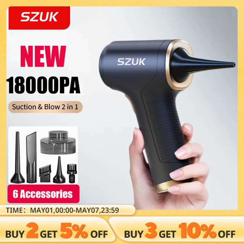 SZUK 18000PA Car Vacuum Cleaner Mini Portable Duster Handheld Cleaning Machine Home Appliance Powerful Wireless Vacuum Cleaner