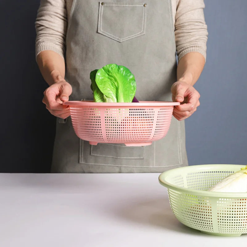 Round Shape Fruit Vegetable Noodles Washing Basket Drainer - 3Pcs