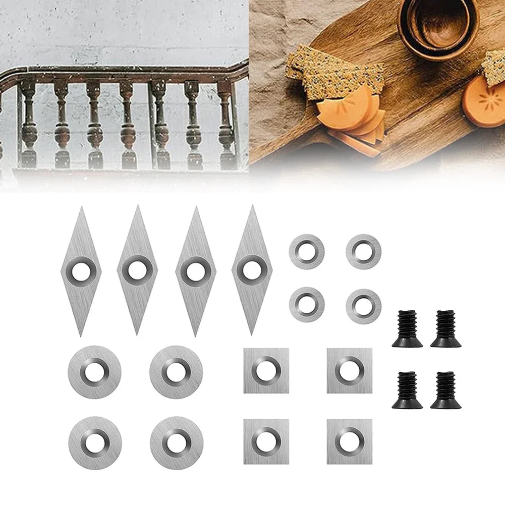 20pcs  Carbide Cutters Inserts Set For Wood Lathe Turning Tools Turning Tools Lathe Tools For Wood  Woodworking Tools