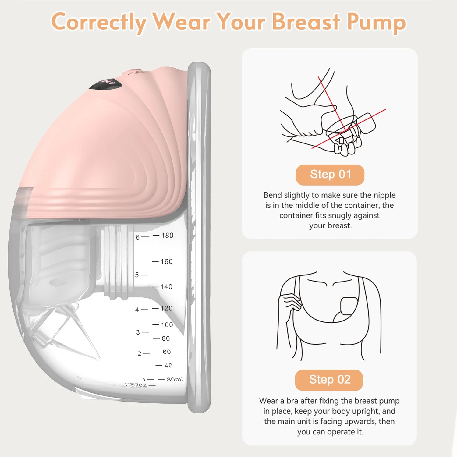 Portable Electric Breast Pump Wearable - Hands Free 3 Modes & 12 Suction Level