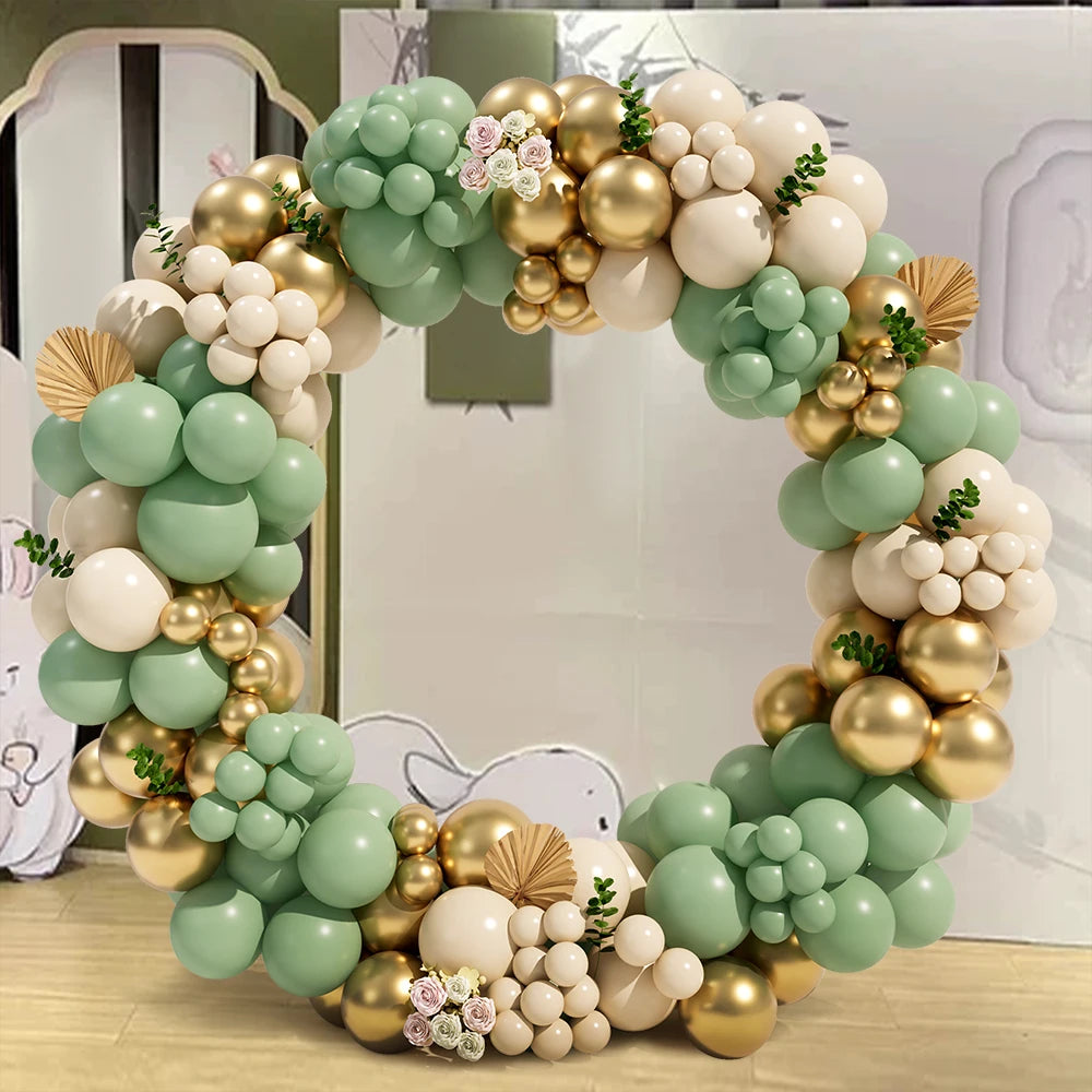 Green Garland Arch - Retro Balloon Set - 112PCS