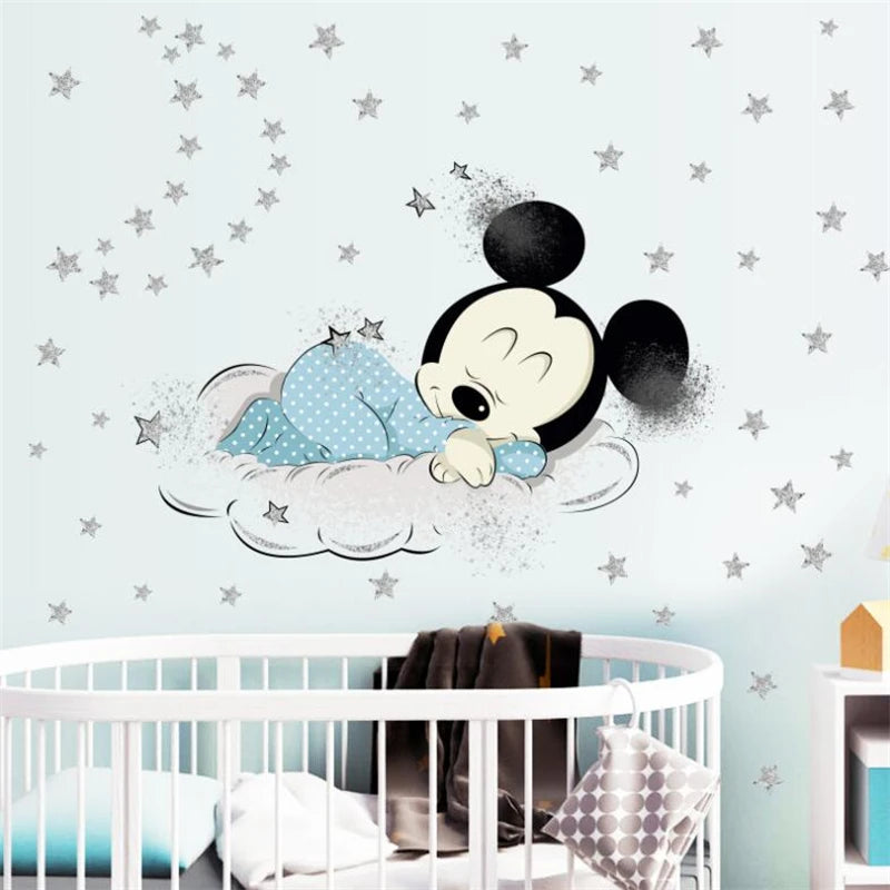 Cartoon Disney Mickey Mouse Minnie Baby Sleep Wall Sticker