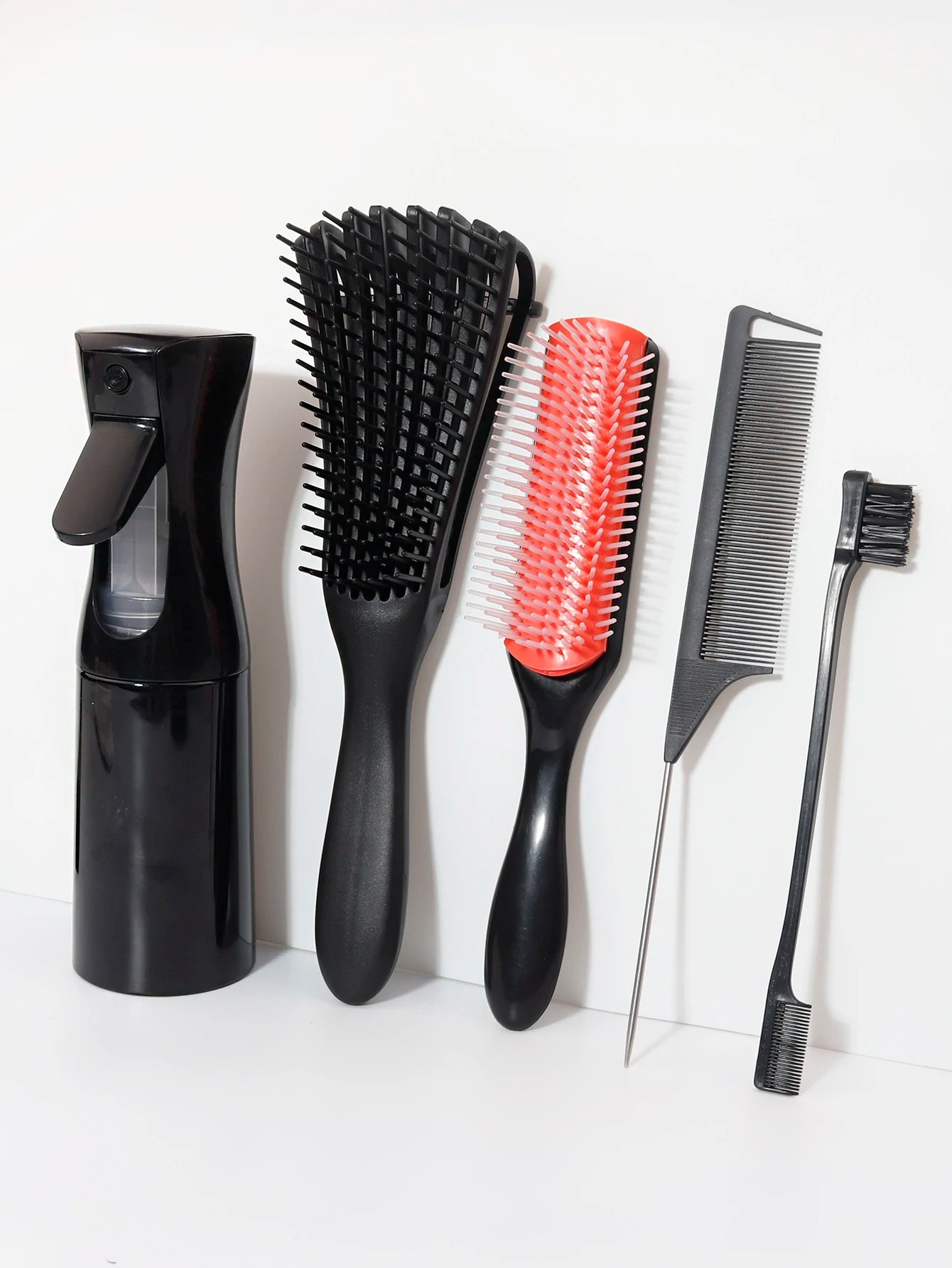Detangling Anti Static Hair Brush - Curved Rat Tail Comb Set - 5pcs/set