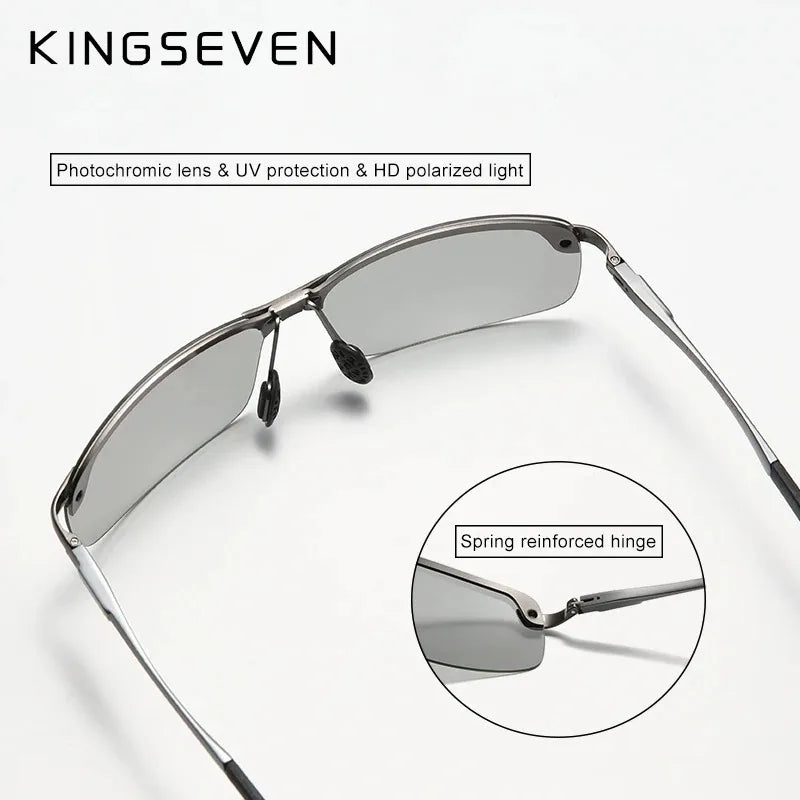 KINGSEVEN Fashion Half Frame Sunglasses Men's Outdoor Polarized UV400 Driving Glasses High Quality Fishing Driving Eyewear