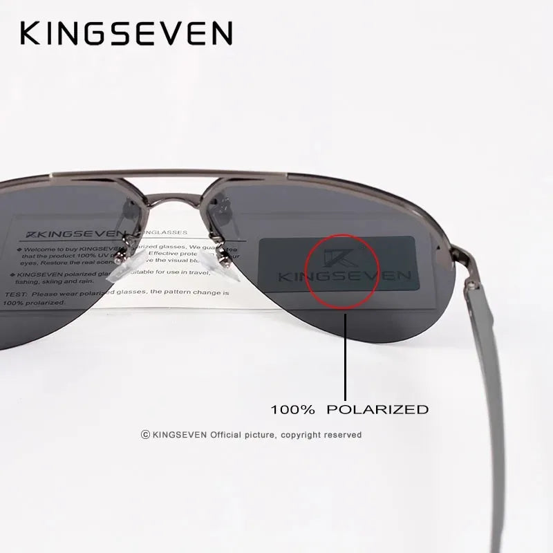 KINGSEVEN Fashion Pilot Rimless Sunglasses Men  Aluminum Polarized Large Frame Glasses Women Casual Driving Outdoor Eyewear