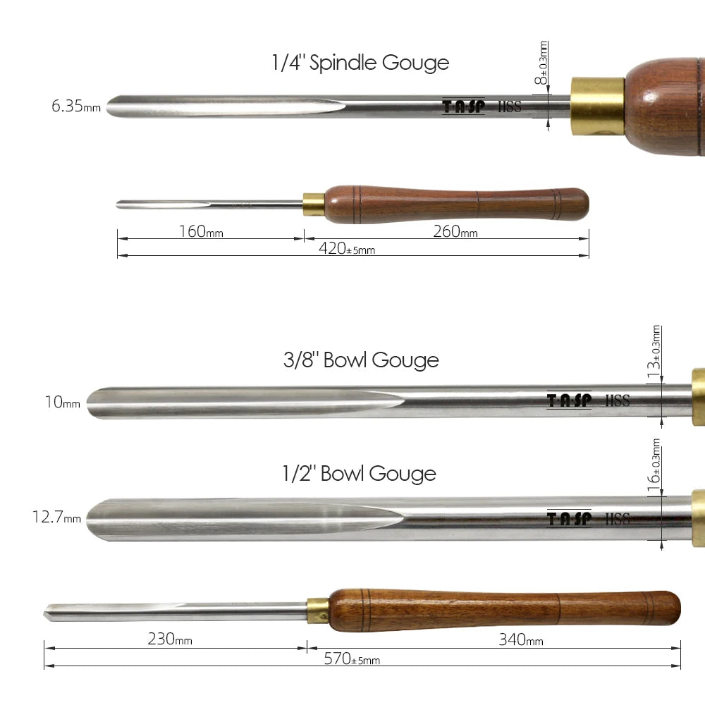 TASP HSS Wood Turning Chisel Spindle - Gouge Woodturning Tools