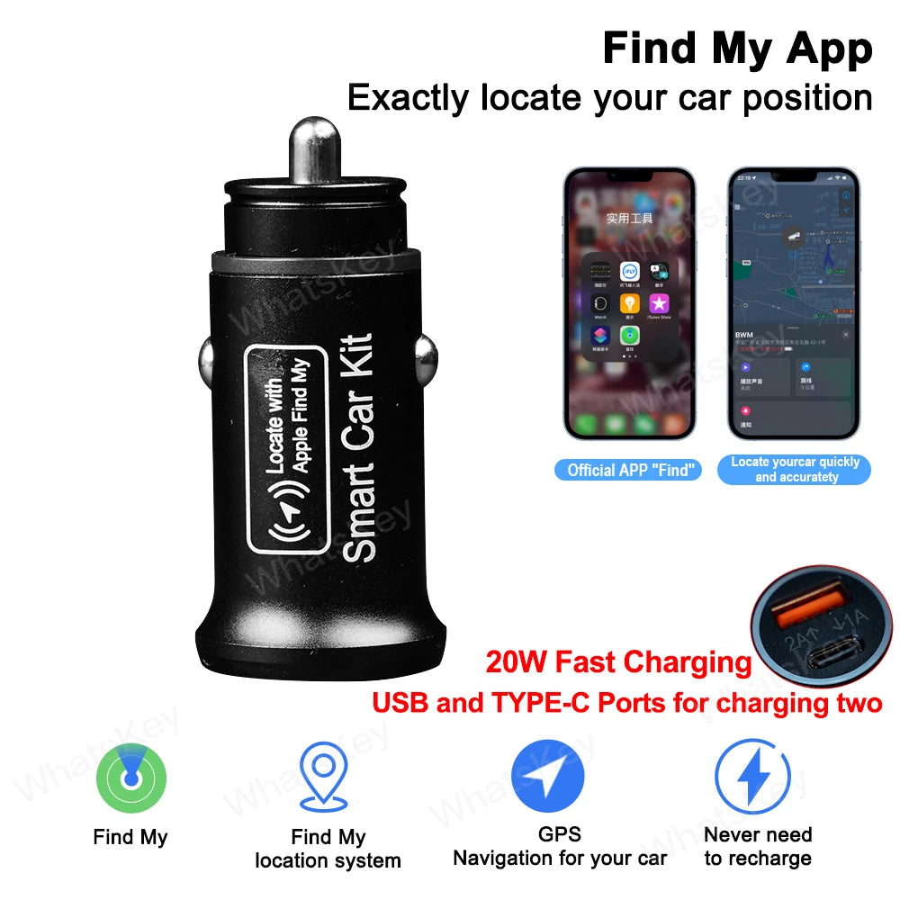 Car Charge GPS Locator - 20W USB Phone Charger Fast Charging Type C