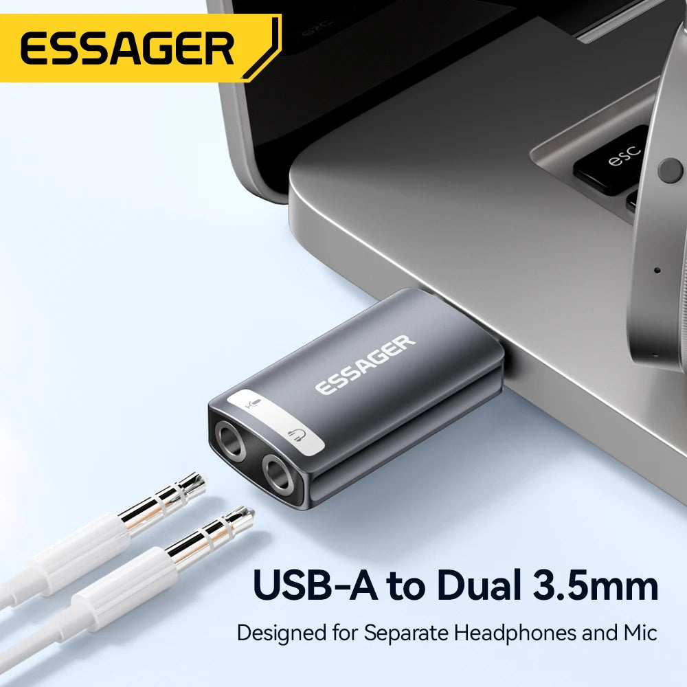 External USB Sound Card To 3.5mm Mic Headphone Jack