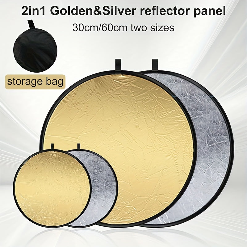 Photography Reflector Portable Foldable Portrait Shooting Fill Light Live Lighting Board Studio Photography Outdoor Light Shielding Board / 2in 1 Golden and Silvery Reflective Panel
