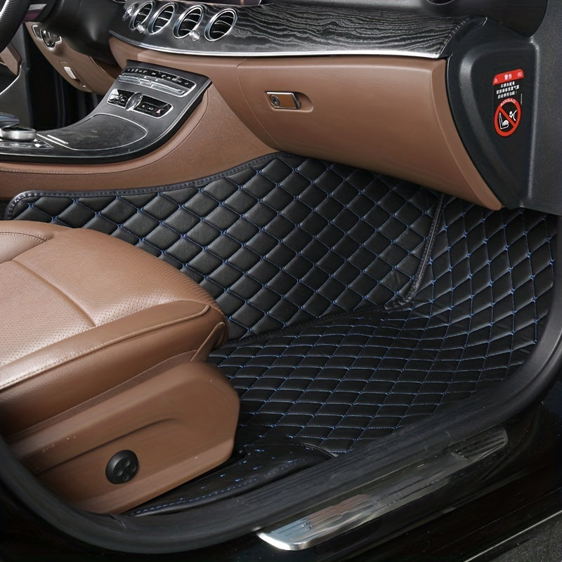 [Durable Build] Fit Luxury PU Leather Car Floor Mats for Toyota RAV4 2020-2023, All-Weather Protection, Diamond Quilted Design, Left-Hand Drive, Brown Interior Accessories, Allweather Floor Mats | Diamond Quilted Mats | Premi