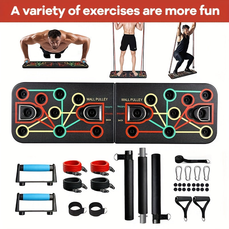 1pc Push-up Board Set, Including Push-up Board, Tension Ropes, Handles, Ankle Straps, And More Accessories, Combination For Chest, Abdominal Muscle Exercise, Strength Training, Body Shaping