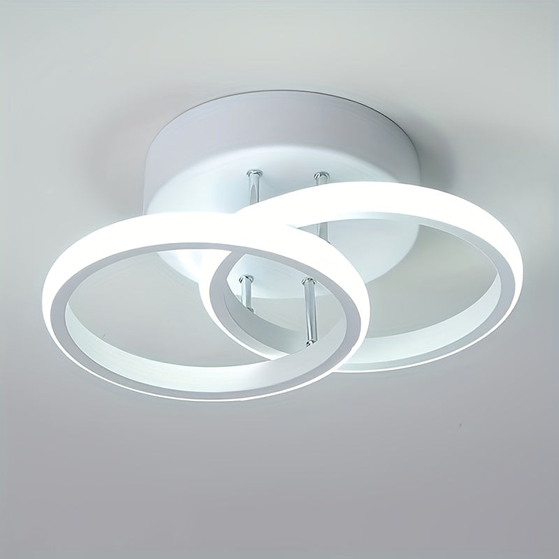 1pc Modern LED Ceiling Light Fixture, Dual Ring Triple Color Changing, Plastic Material, Hardwired, 85V-265V, for Entryway, Office, Kitchen, Living Room, Bedroom - White/Black