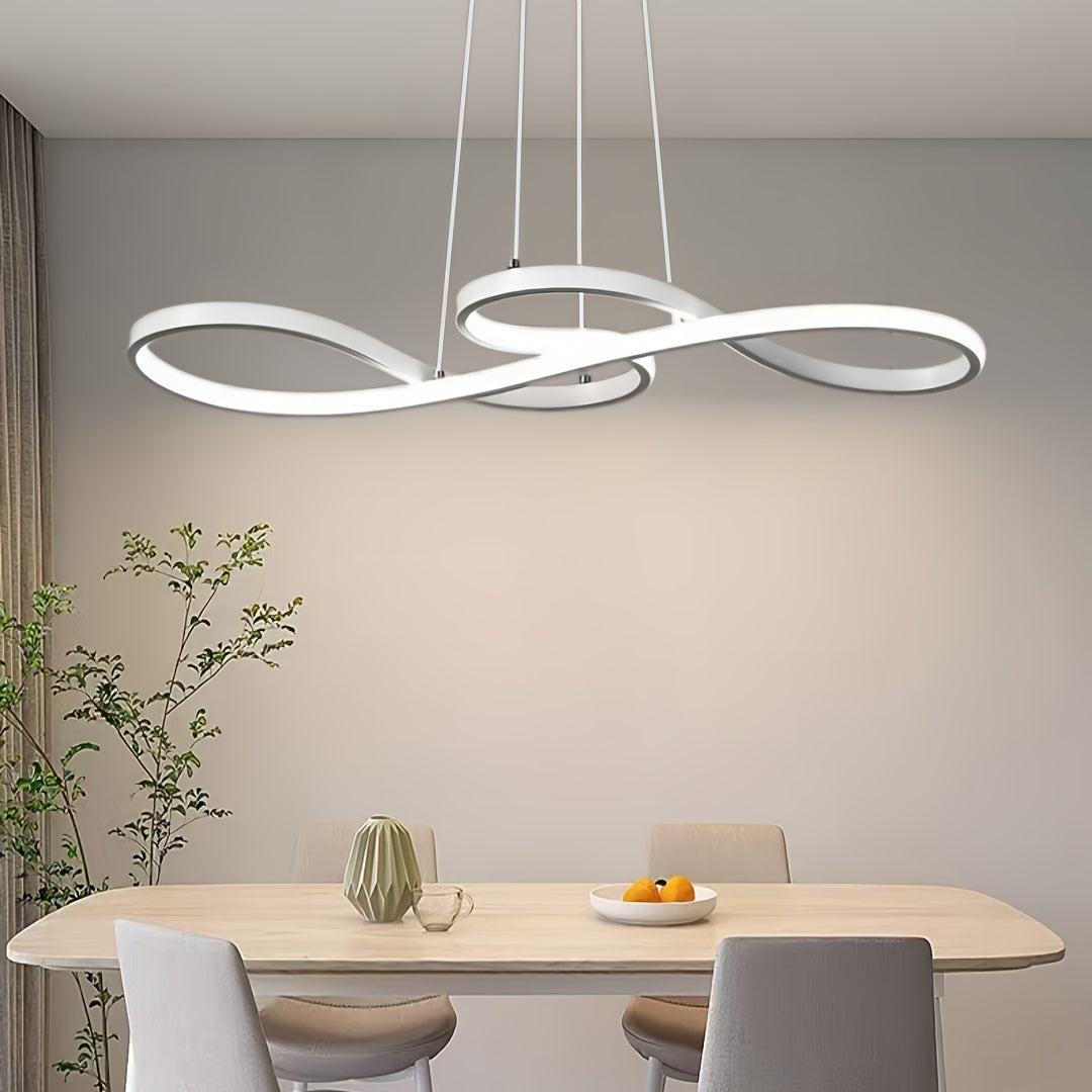 Modern Minimalist LED Pendant Light with 3-Color Changing Feature - Sleek Metal Design for Dining Room, Living Room, Bedroom - Polished Finish, Semi-Embedded Installation, No Switch Included
