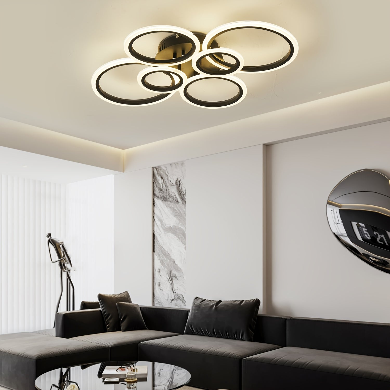 1pc Modern Dimmable LED Ceiling Light - Sleek Circular Design with Adjustable Shade, Semi-Embedded Mount for Living Room, Bedroom, Office, Restaurant - Includes Installation Hardware, Metal Fixture, 85V-265V, Residential Ligh
