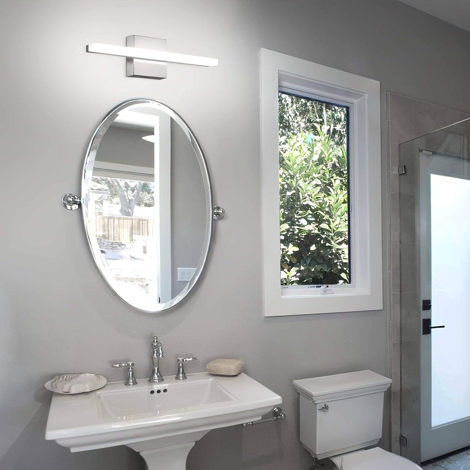 1pc Modern Industrial LED Mirror Front Light with Nordic Style, Semi Flush Mount, Perfect for Commercial Spaces, Restaurants, Hotels & Home Decor, Elegant Lighting, Includes Installation Hardware