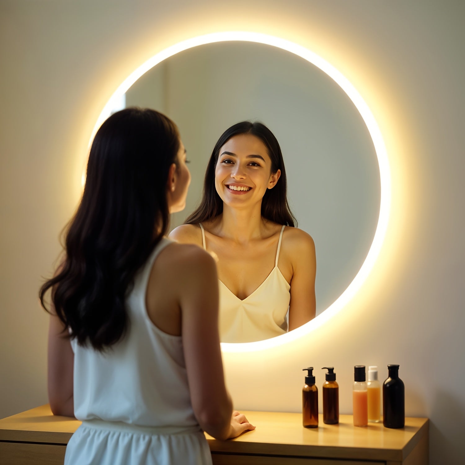 LEDGLOW USB-Powered LED Neon Light Strip- Ultra-Flexible Silicone, Touch-Control Dimming, Ambient Decorative Lighting for Makeup Mirrors, Bathrooms, and Home Decor- Easy Installation, Energy-Efficient, and Safe to Use