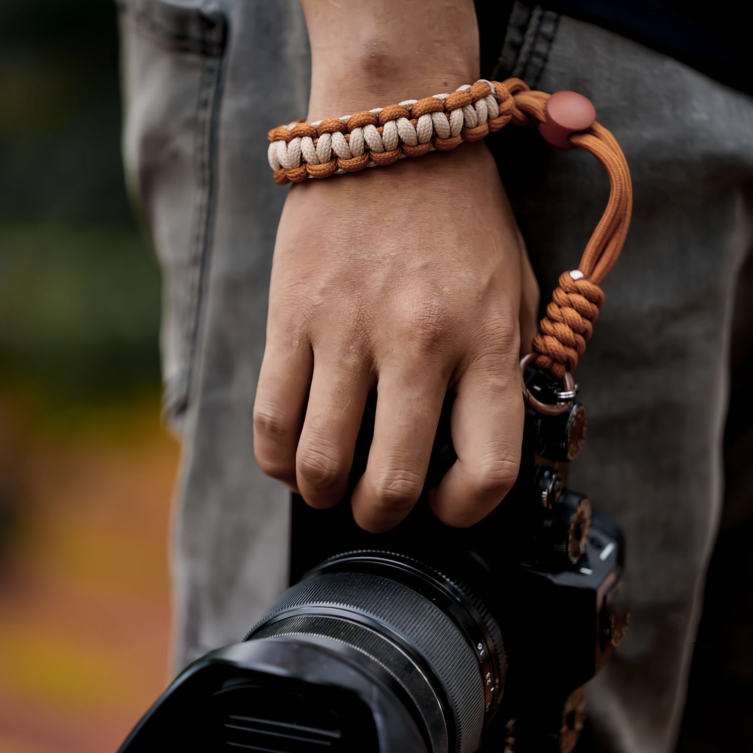 Handmade Two-Tone Polyamide Camera Wrist Strap, Fashionable Outdoor DSLR Hand Grip, Durable Coffee and Brown Bracelet for Photography Enthusiasts