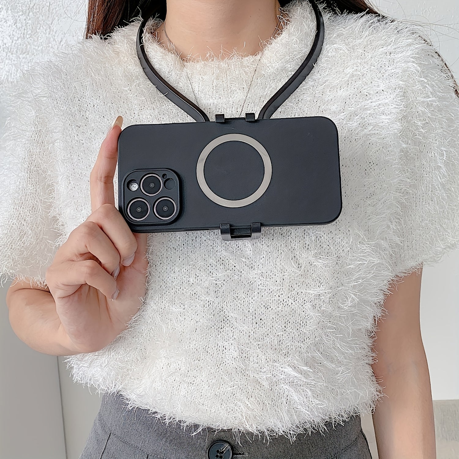 1pc Universal Adjustable Neck Mount Phone Holder, ABS Material, Quick Switch Horizontal and Vertical Positioning, Hands-Free Camera Support for Smartphones and Action Cameras