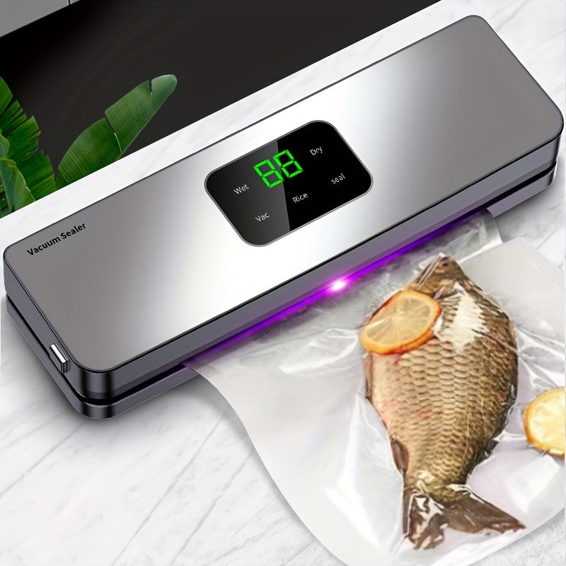 Vacuum Sealer Machine Dry/Wet Food Packaging Seal To Keep Fresh Touch Buttons Digital Display Detachable Cleaning, 10pcs free sealing bags included