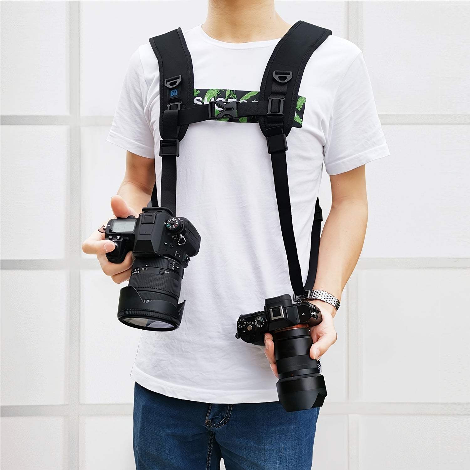 PULUZ Quick Release Double Shoulder Harness Soft Pad Decompression Foam Strap Belt For DSLR Digital Cameras