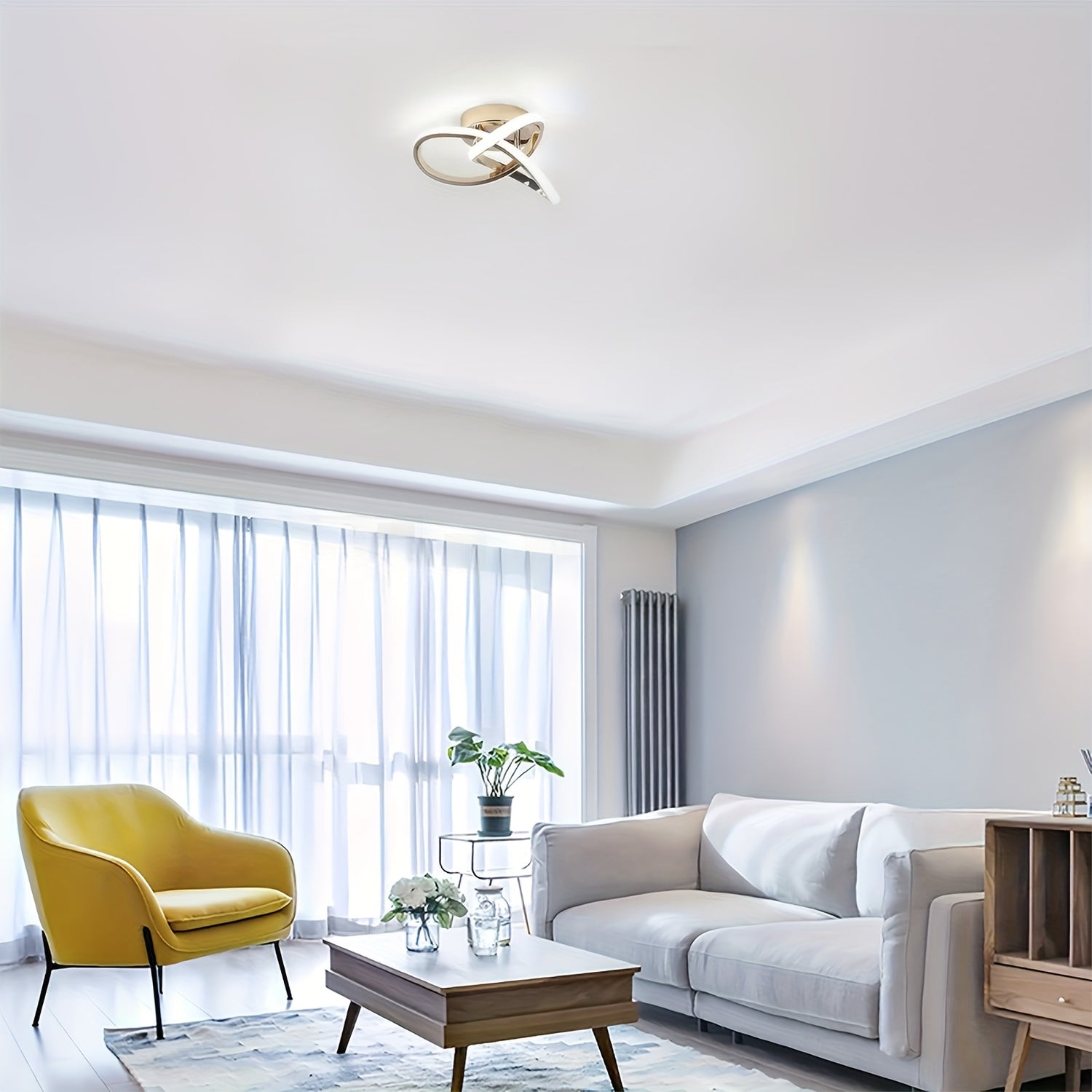 Rose Golden Dimmable LED Ceiling Light | Modern Minimalist Design | Semi-Flush Mount | Metal Shade | Ideal for Bedroom, Kitchen, Living Room & Commercial Spaces | Includes Installation Hardware, Party Lighting | Elegant Light