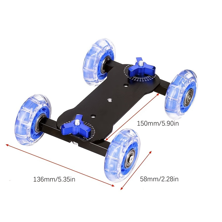 1pc Glide Dolly - Rolling Slide for DSLR Cameras and Camcorders, Ideal for Low-Position Shooting, Photography Table Slide, Silicone Anti-Slip Wheel Angle Control Knob