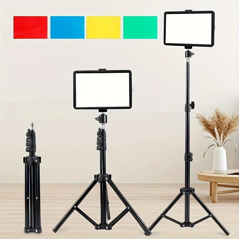 1pc Dimmable LED Photo Fill Light with 4 Color Filters, 50-Inch Adjustable Stand, USB Powered Studio Lighting for Photography, Video Recording, and Streaming - Portable Fill Light for Outdoor Use