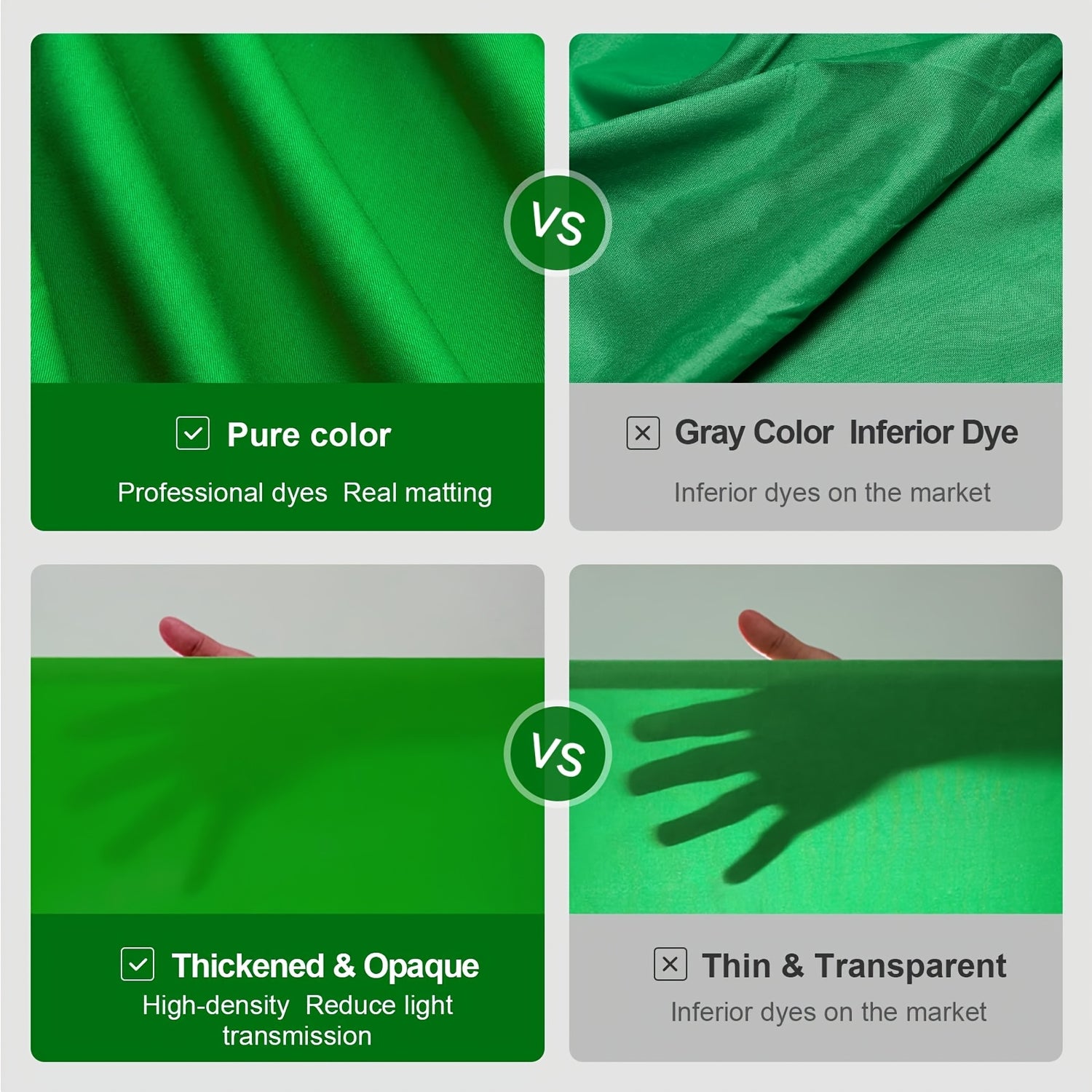 3.05meter*6.1meter Large Screen Backdrop for Photography, Black/White/Green 3 colors, Non-Reflective Fabric Wrinkle Free Photo Background for Zoom Meeting, Game Live Steaming and Photo Studio Shooting Props