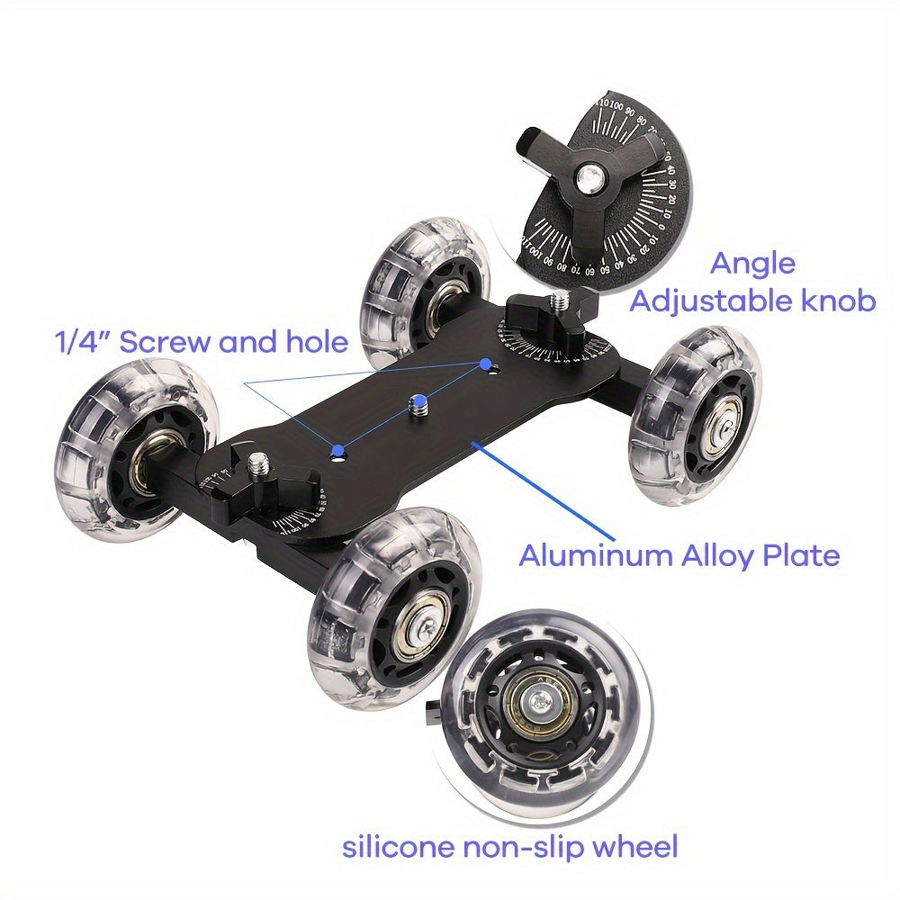 1pc Glide Dolly - Rolling Slide for DSLR Cameras and Camcorders, Ideal for Low-Position Shooting, Photography Table Slide, Silicone Anti-Slip Wheel Angle Control Knob