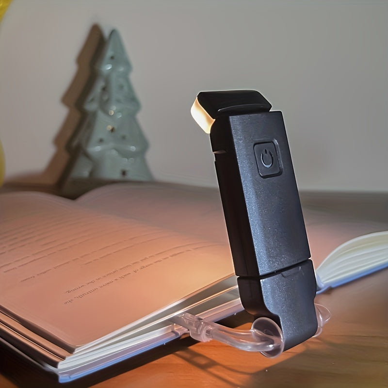 1pc Dimmable LED Clip-On Book Reading Light, USB Rechargeable, Touch Control, Warm White, Eye-Protection Tabletop Lamp for Indoor Use, 200mAh Battery, Polished Finish