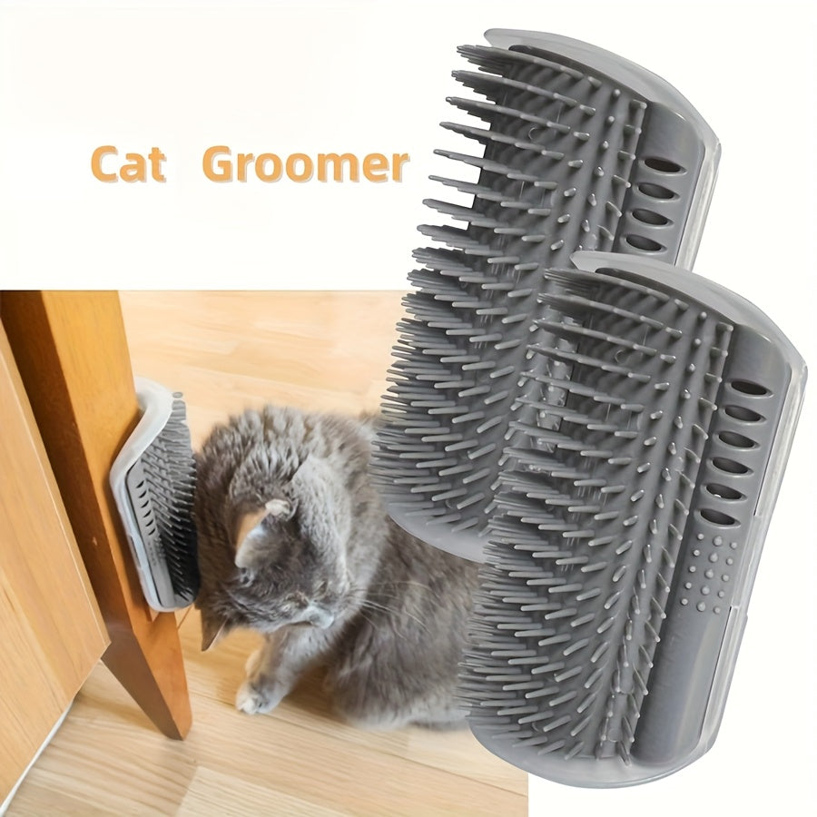 Wall-Mounted Cat Self Groomer with Massage Comb Brush - Perfect for Kitten and Puppy Grooming and Relaxation