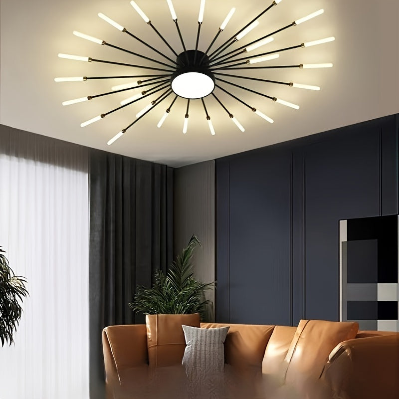 Modern LED Vortex Fireworks Ceiling Light – Sleek Acrylic Design with Illuminated Base, Neutral Lighting for Bedroom, Living Room, or Dining Room, Lights for Living Room